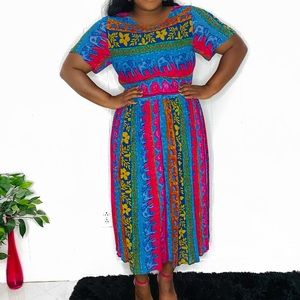 Vintage Tribal Print Dress Sz L